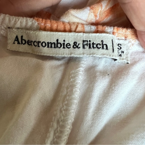 Abercrombie & Fitch Orange Linen Blend Tropical Leaf Print Maxi Dress Small - Picture 10 of 14
